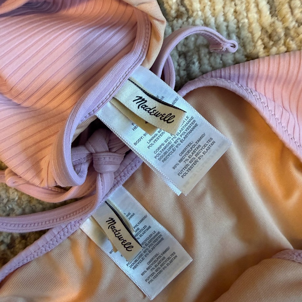 Women’s Madewell Light Pink Ribbed Bikini Set - Picture 2 of 2